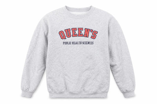 Front view of Gildan Men's Grey Queen's University Logo Crew Neck Sweatshirt M