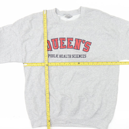 Gildan Men's Grey Queen's University Logo Crew Neck Sweatshirt M