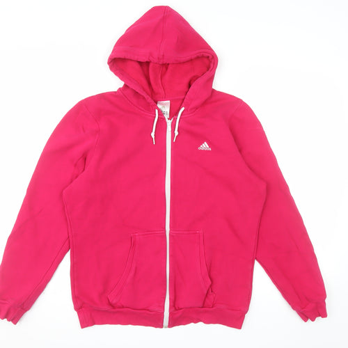 Adidas Women's Pink Full Zip Hoodie Size 18 L Cotton Blend