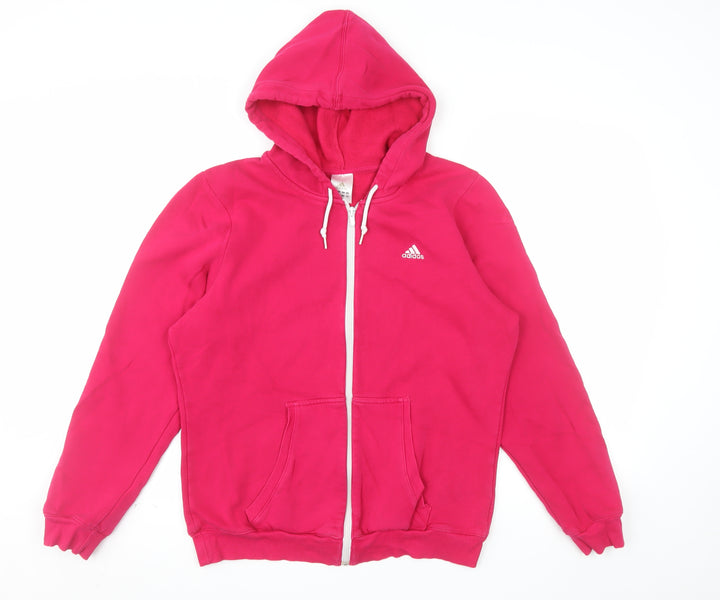 Adidas Women's Pink Full Zip Hoodie Size 18 L Cotton Blend