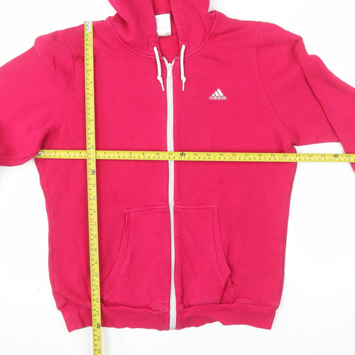Adidas Women's Pink Full Zip Hoodie Size 18 L Cotton Blend