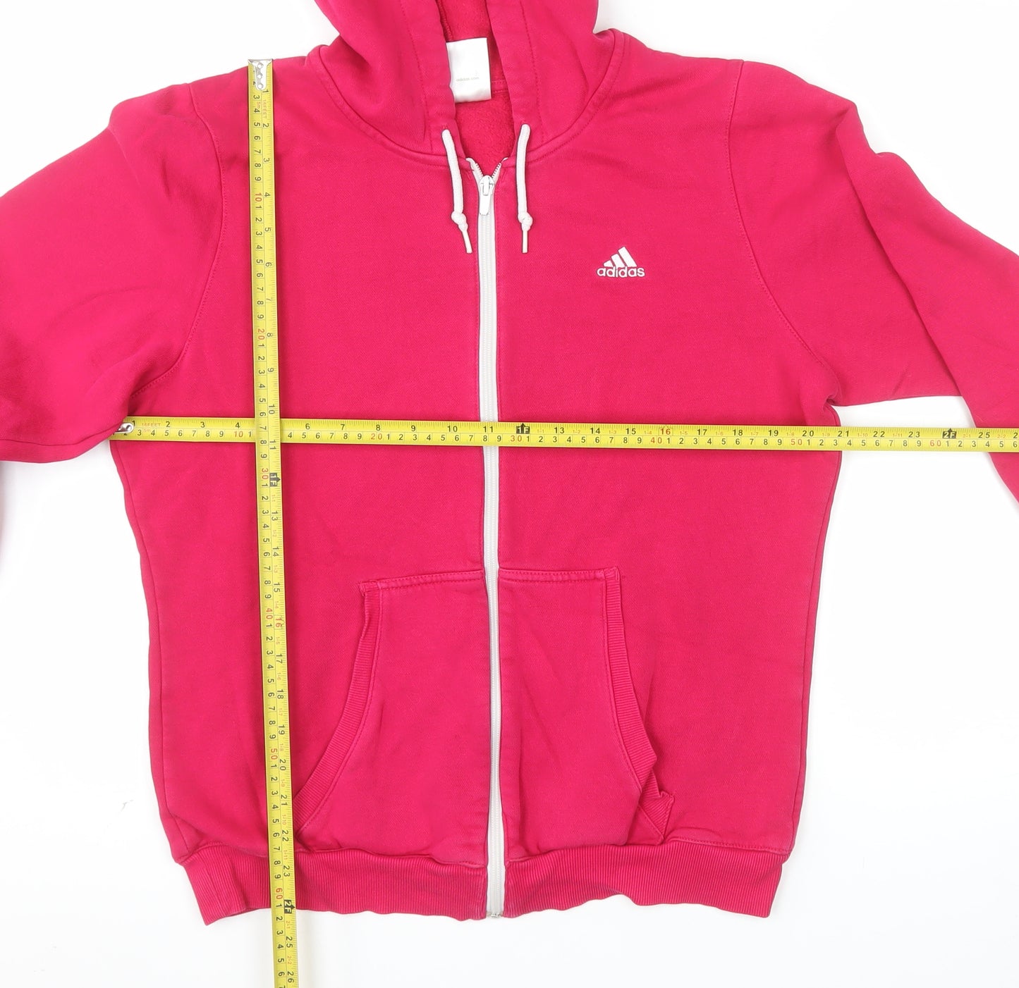 Adidas Women's Pink Full Zip Hoodie Size 18 L Cotton Blend