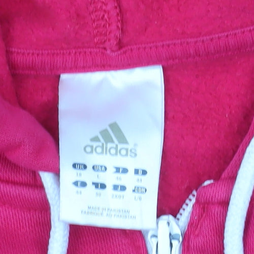 Adidas Women's Pink Full Zip Hoodie Size 18 L Cotton Blend