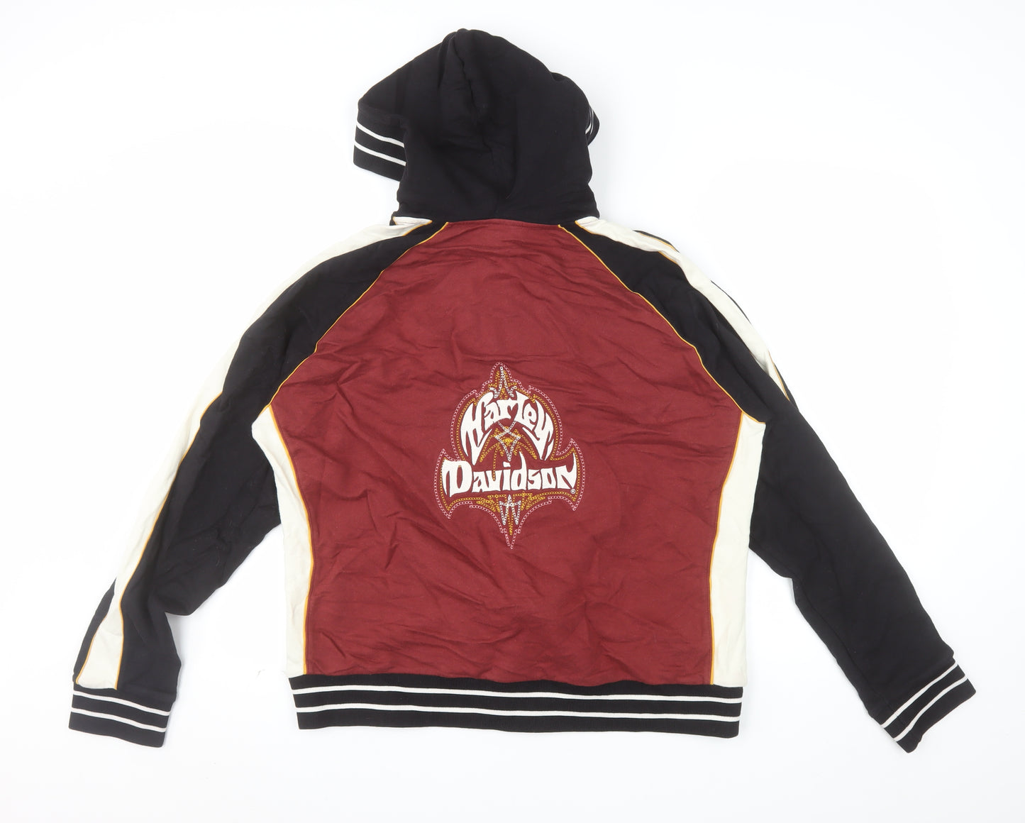Harley-Davidson Womens Red Black Full Zip Hoodie Size 1W Cotton