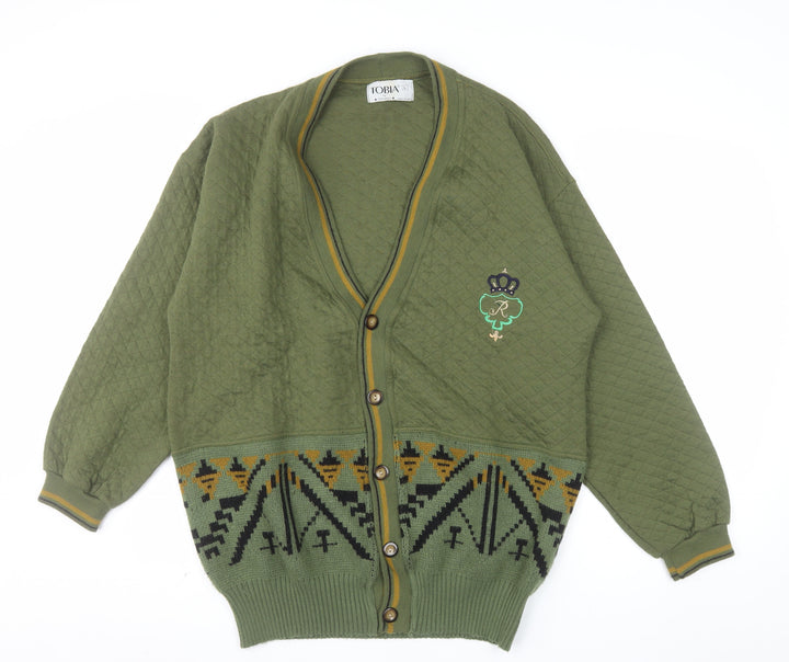 Tobia by Richard Men's Green Aztec Knit Cardigan L