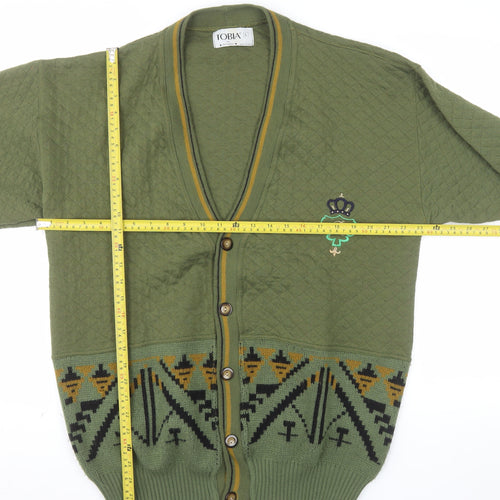 Tobia by Richard Men's Green Aztec Knit Cardigan L
