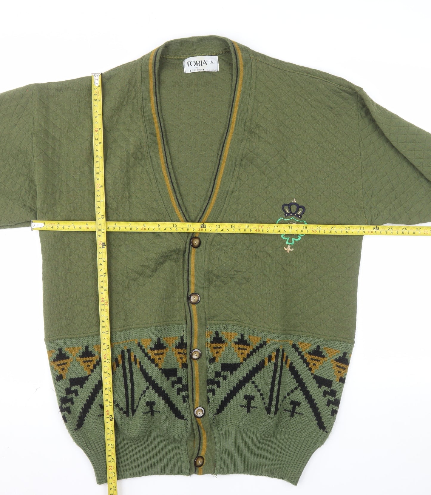 Tobia by Richard Men's Green Aztec Knit Cardigan L