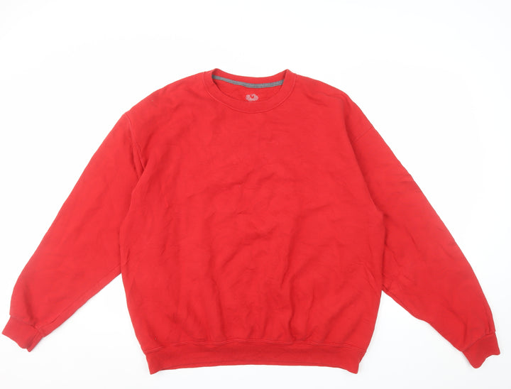 Fruit of the Loom Men's Red XL Crew Neck Pullover Sweatshirt