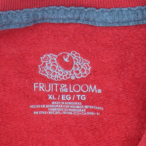Fruit of the Loom Men's Red XL Crew Neck Pullover Sweatshirt