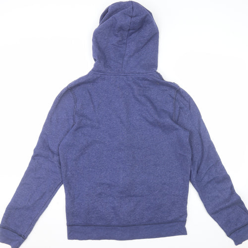 Hollister Men Blue Full Zip Hoodie Medium Cotton Blend Logo