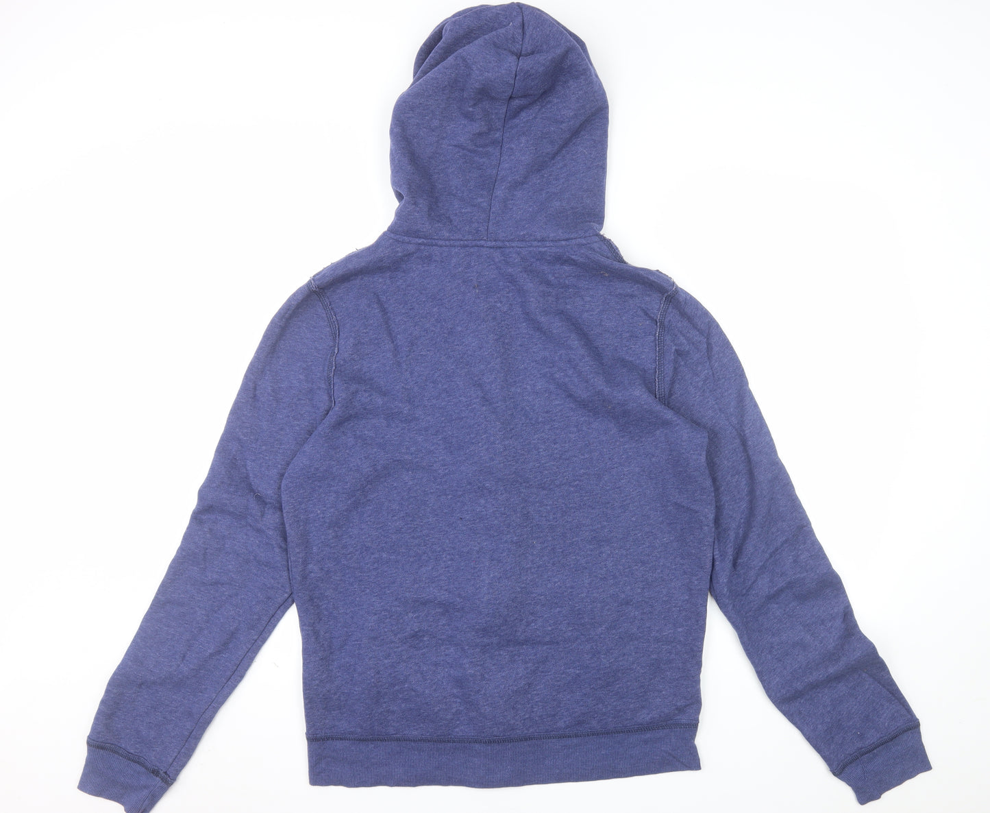 Hollister Men Blue Full Zip Hoodie Medium Cotton Blend Logo