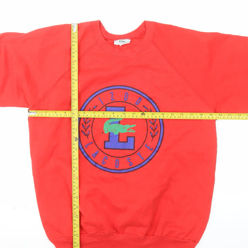 Izod Lacoste Red Crew Neck Sweatshirt Women XL Pullover Logo Vintage