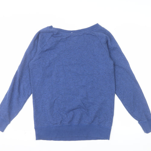 Reebok Women Blue Medium Pullover Sweatshirt Cotton Blend Logo Print