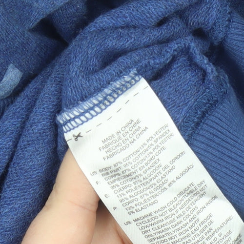 Reebok Women Blue Medium Pullover Sweatshirt Cotton Blend Logo Print