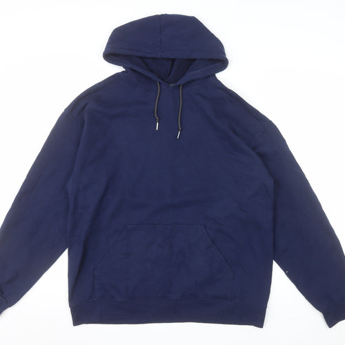 Fruit of the Loom Men's Blue Pullover Hoodie L Regular Fit Fleece