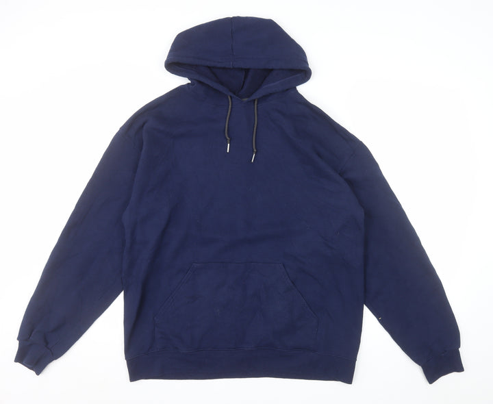 Fruit of the Loom Men's Blue Pullover Hoodie L Regular Fit Fleece