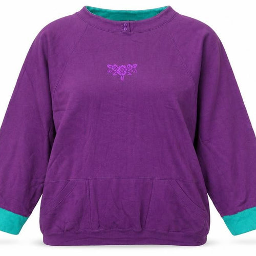 Lauren Brooke Women's Purple Pullover Sweatshirt Size 18W Acrylic Embroidered Floral