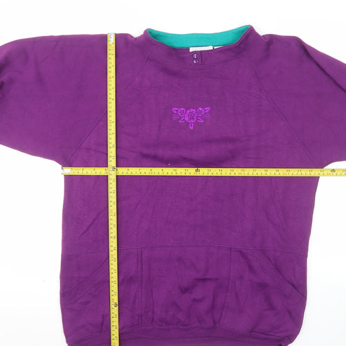 Lauren Brooke Women's Purple Pullover Sweatshirt Size 18W Acrylic Embroidered Floral