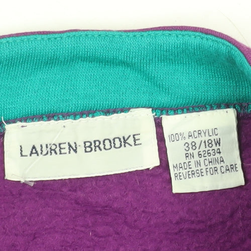 Lauren Brooke Women's Purple Pullover Sweatshirt Size 18W Acrylic Embroidered Floral