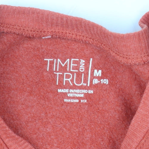 Time and Tru Women's Orange Pullover Sweatshirt Size M (8-10)