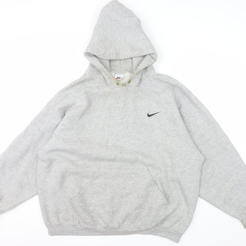 Nike Men's Grey Pullover Hoodie L Regular Fit Fleece Sweatshirt