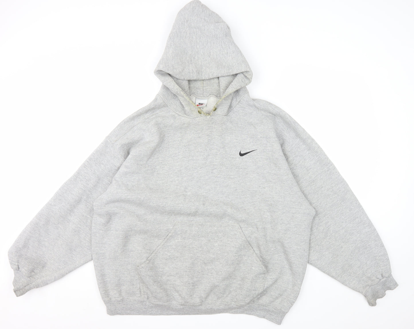 Nike Men's Grey Pullover Hoodie L Regular Fit Fleece Sweatshirt