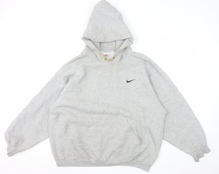 Nike Men's Grey Pullover Hoodie L Regular Fit Fleece Sweatshirt