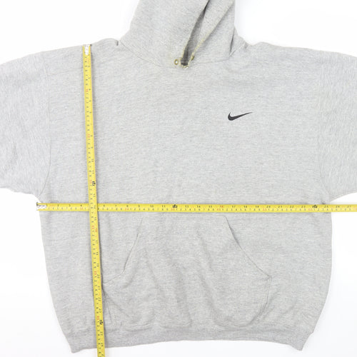 Nike Men's Grey Pullover Hoodie L Regular Fit Fleece Sweatshirt