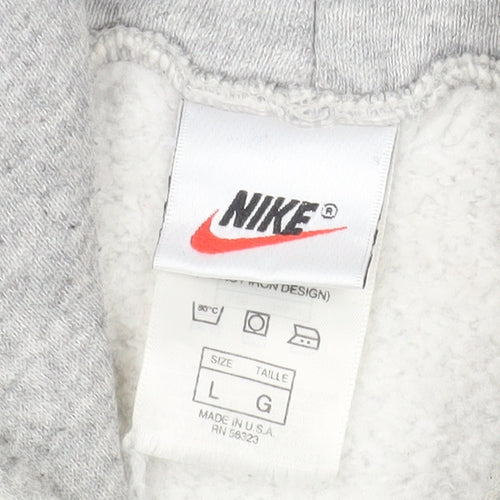 Nike Men's Grey Pullover Hoodie L Regular Fit Fleece Sweatshirt