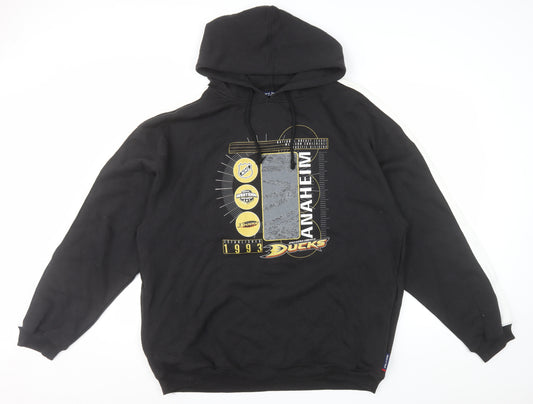 Sport-Tek Men's Black XL Pullover Hoodie Anaheim Ducks 1993 Graphic