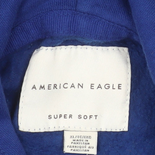 American Eagle Men's Blue XL Pullover Hoodie Super Soft Fleece