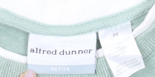 Alfred Dunner Petite Green Embroidered Argyle Long Sleeve Sweatshirt PM