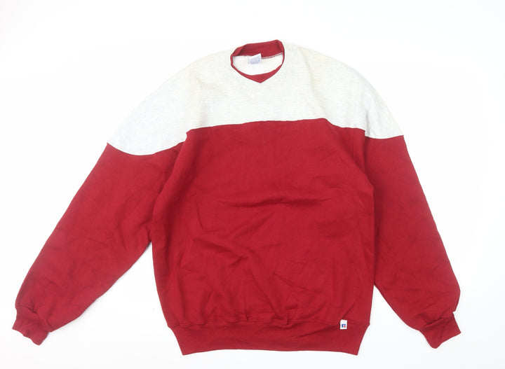 Russell Athletic Men’s Red Grey Pullover Sweatshirt L Vintage Regular Fit