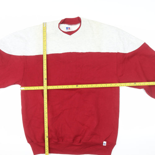 Russell Athletic Men’s Red Grey Pullover Sweatshirt L Vintage Regular Fit