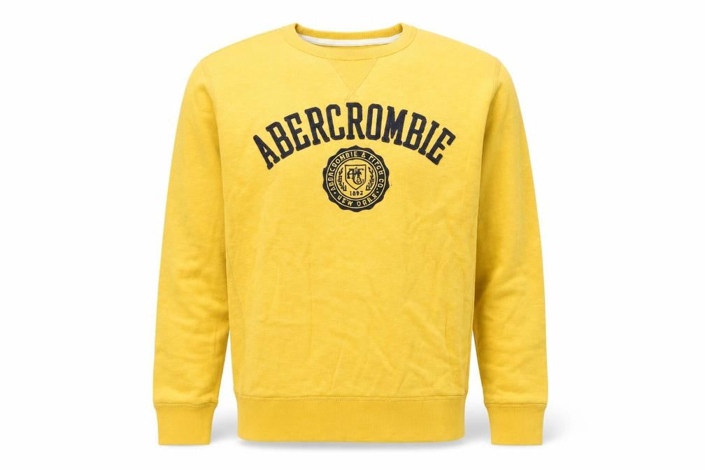 Front view of Abercrombie & Fitch Men’s Yellow Crew Neck Sweatshirt M