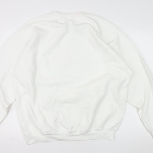 Gildan Men's White XL Pullover Crew Neck Fleece Sweatshirt