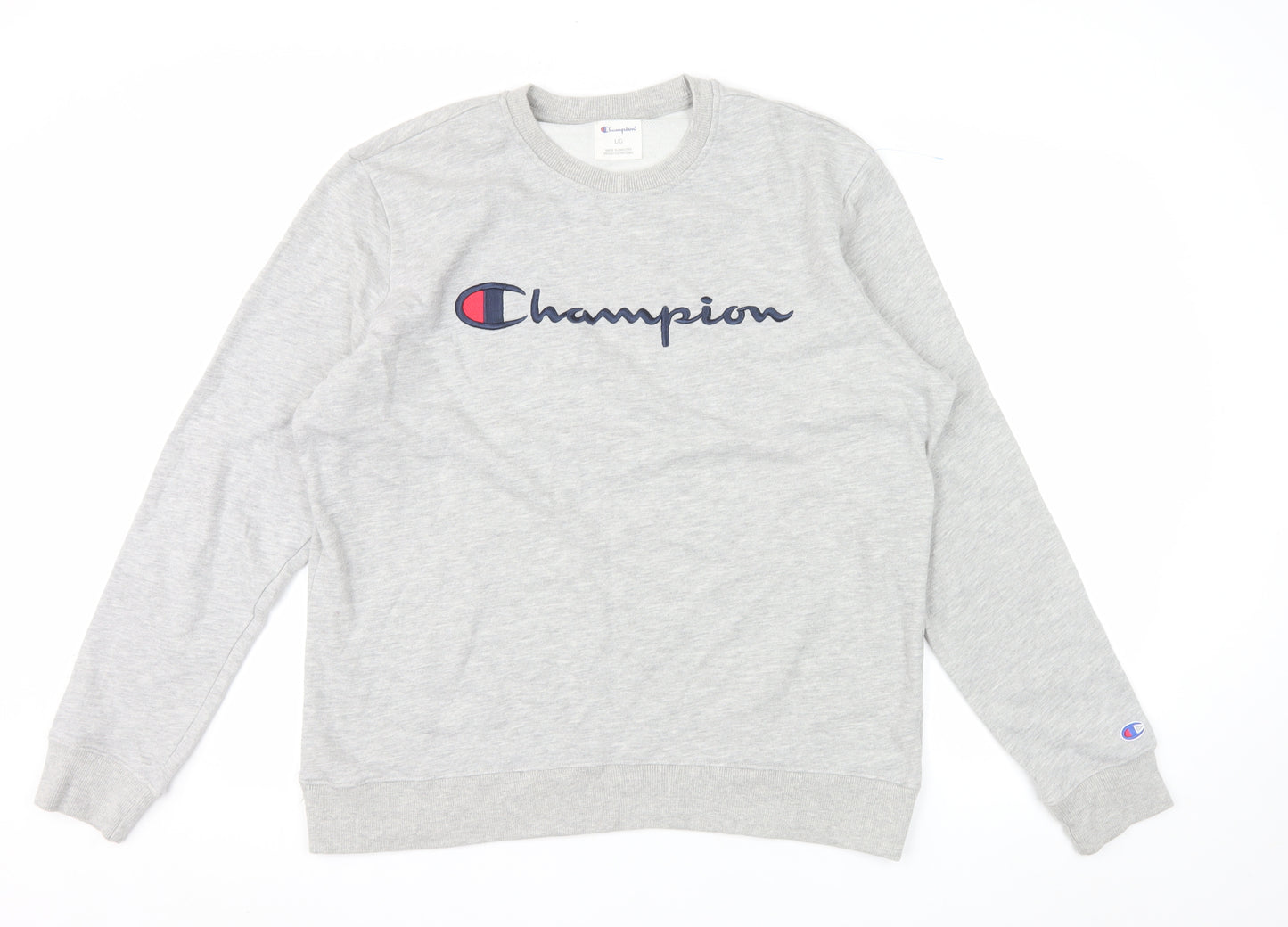 Champion Men's Grey Crew Neck Logo Sweatshirt Size L