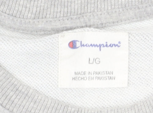 Champion Men's Grey Crew Neck Logo Sweatshirt Size L