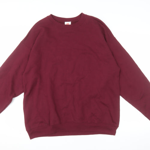 Hanes Men's Red L Pullover Fleece Sweatshirt Crew Neck
