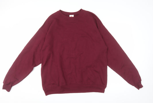 Hanes Men's Red L Pullover Fleece Sweatshirt Crew Neck