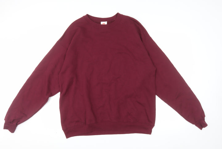 Hanes Men's Red L Pullover Fleece Sweatshirt Crew Neck