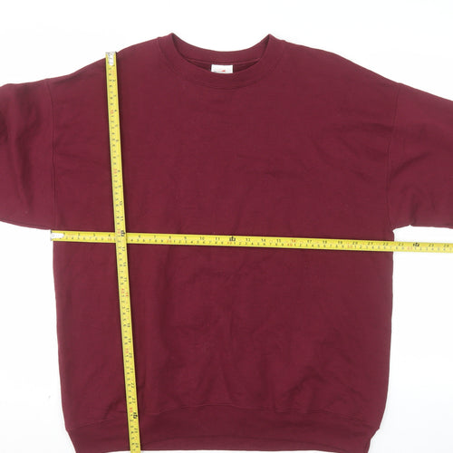 Hanes Men's Red L Pullover Fleece Sweatshirt Crew Neck