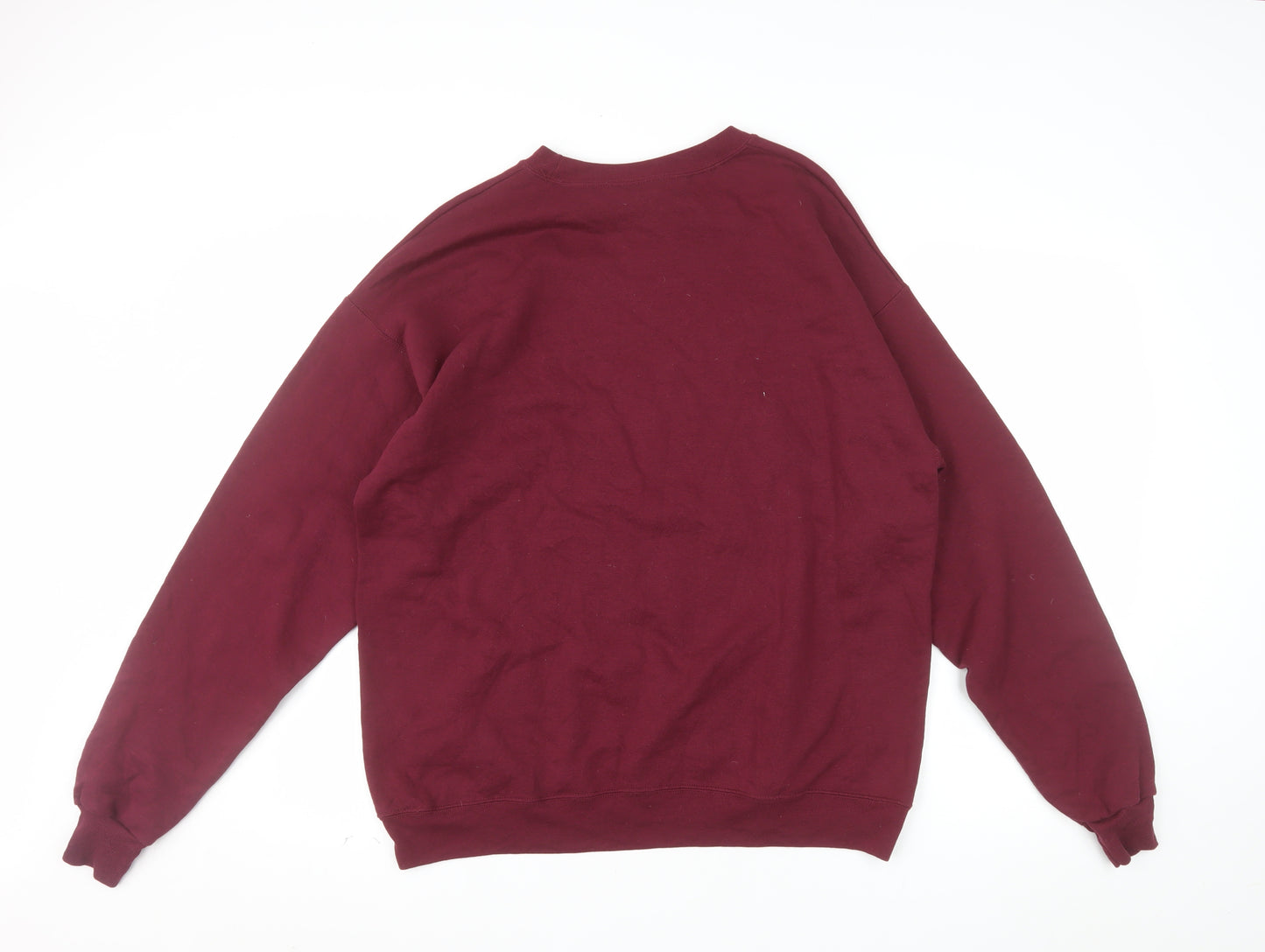 Hanes Men's Red L Pullover Fleece Sweatshirt Crew Neck