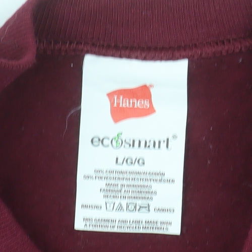 Hanes Men's Red L Pullover Fleece Sweatshirt Crew Neck