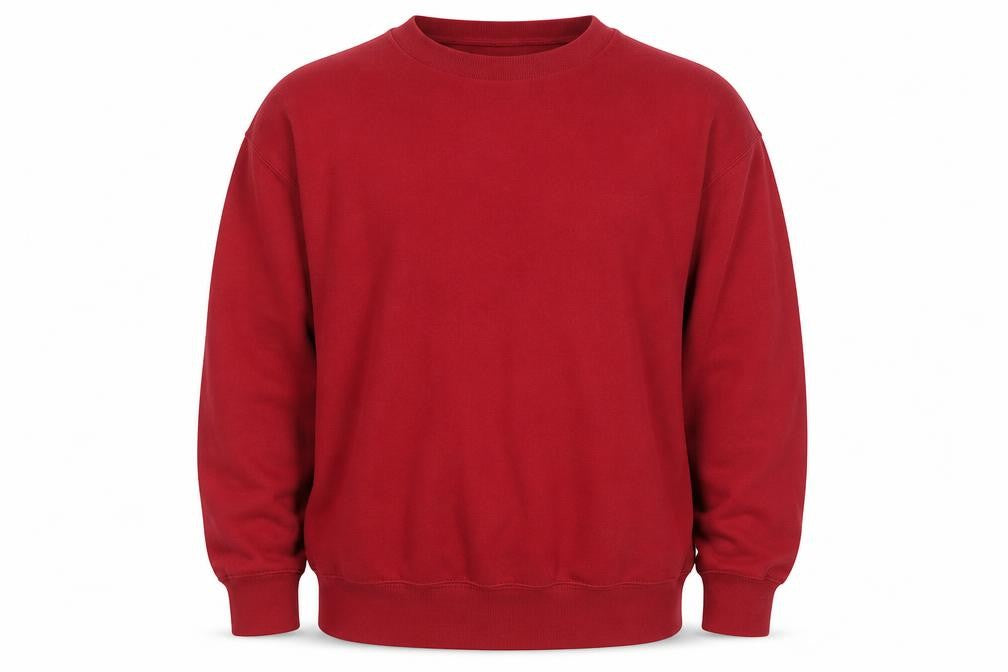 Front view of Fruit of the Loom Men's Red XL Pullover Sweatshirt Crew Neck