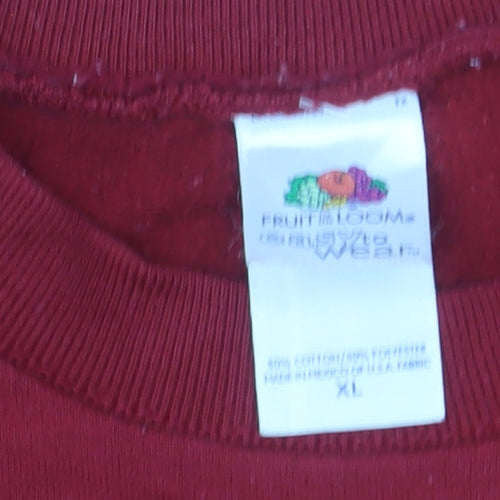 Fruit of the Loom Men's Red XL Pullover Sweatshirt Crew Neck