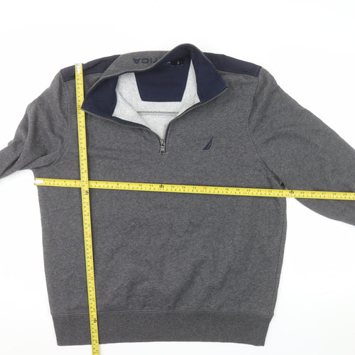 Nautica Men's Grey 1/4 Zip Pullover Sweatshirt Size L Fleece
