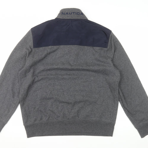 Nautica Men's Grey 1/4 Zip Pullover Sweatshirt Size L Fleece