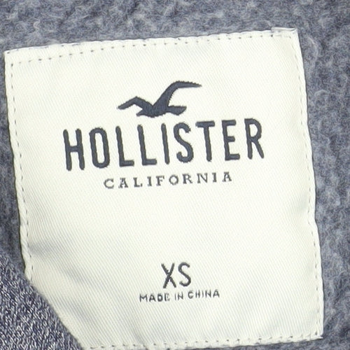 Hollister Men Blue Full Zip Hoodie XS Logo Fleece Sweatshirt
