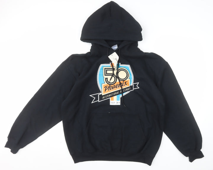 Gildan Men's Black Pullover Hoodie L Phoenix Raceway Graphic